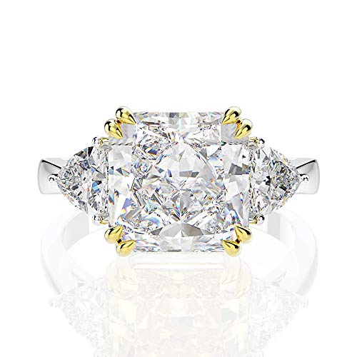 HAODUOO Schmuck Damenring Damenring aus -Silber, 5 Karat, weißer quadratischer Diamant mit hohem Kohlenstoffgehalt, Verlobungs- und Ehering, Diamantring (Color : White 8) von HAODUOO