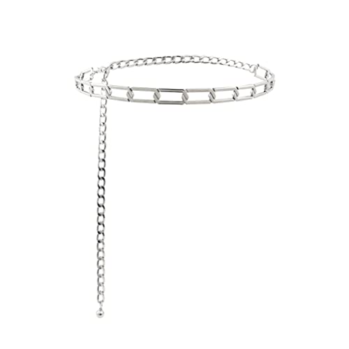 HAODUOO Silver Single Layer Waist Chain Women's Rectangular Ring Buckle Chain Universal Matching Jeans von HAODUOO