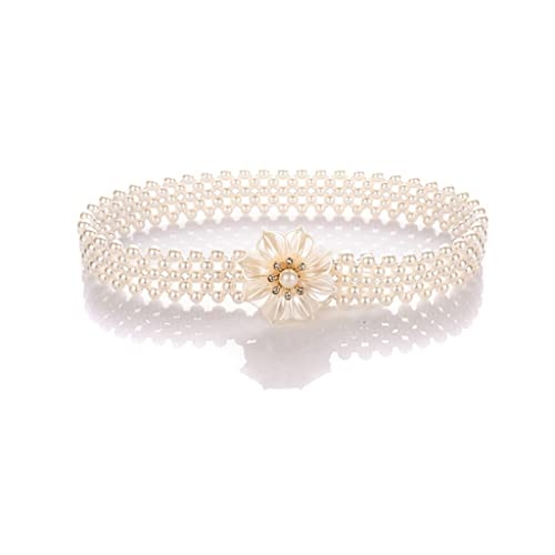 HAODUOO Spring and Summer Hand Threading Imitation Flower Elastic Waist Chain with Dress Sweater Waist Belt Women von HAODUOO