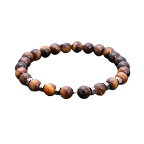 HAODUOO Trendy Natürliche Tiger Eye Stein Perlen Armband Männer Frauen 8mm Hämatit Handgemachte Strang Perlen Männer Armband Schmuck Geschenk (Color : 6) von HAODUOO