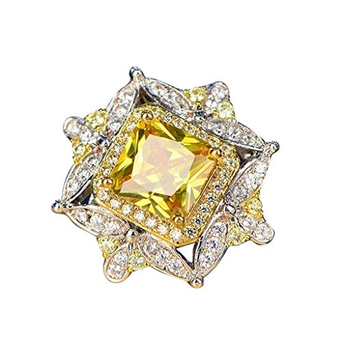 HAODUOO Versprechensringe for Frauen 2023_ Luxus-Party-Verlobungsring, gelber Diamant, quadratischer Diamant-Verlobungsring (Color : Yellow, Size : 6) von HAODUOO