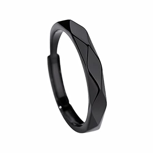 HAODUOO Verstellbarer Liebhaberring aus italienischem Sterlingsilber for Paare, Set in Schwarz und Ring for Männer und Frauen, Ehering (Color : Bk2, Size : A) von HAODUOO