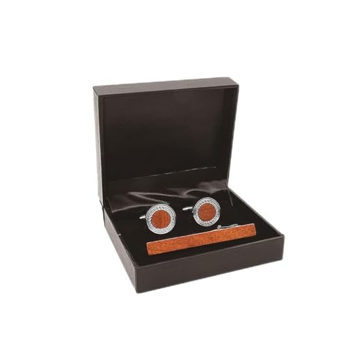 HAODUOO Wooden Cufflinks Men's Shirt Cufflinks Wedding Gift Wooden Tie Clip Cufflinks Set Gift Box (A von HAODUOO