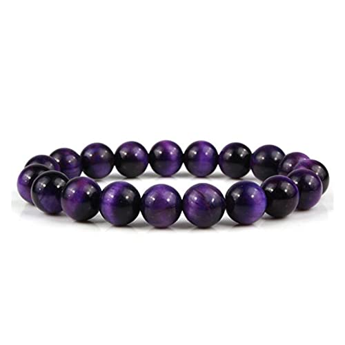 Kristall rauer natürlicher Kristall raues Männerarmband natürlicher Rosensteinarmband Schmuck polierte Perlen Armband Armreif 6/8/10/12 mm (Farbe: Blau, Größe: 10 mm). ( Color : Purple , Size : 6mm 7. von HAODUOO