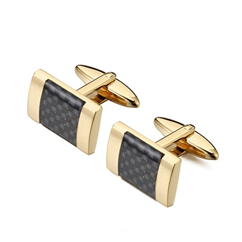 Manschettenknöpfe for Herren, Gold, Herren-Business-Manschettenknöpfe, Manschettenknöpfe, Business, Hochzeit, Party (Color : Black, Size : 20x13mm) von HAODUOO