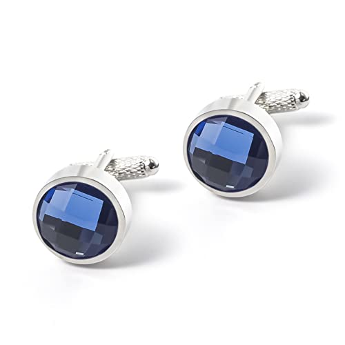 Manschettenknöpfe for Herren, Zirkon-Manschettenknöpfe for Herren, Business-Hochzeit, eleganter Stil, Business-Hochzeit (Color : Blue, Size : 16x16mm) von HAODUOO