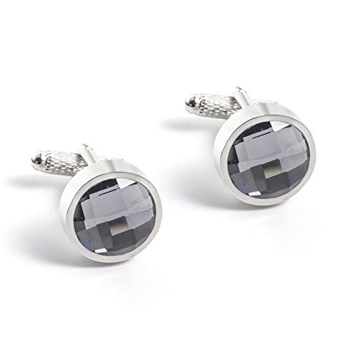 Manschettenknöpfe for Herren, Zirkon-Manschettenknöpfe for Herren, Business-Hochzeit, eleganter Stil, Business-Hochzeit (Color : Gray, Size : 16x16mm) von HAODUOO