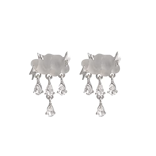 Ohrhänger, eleganter Stil, weiße Regentropfen-Ohrringe aus Kunstkristall, 1 Paar, wunderschön von HAODUOO
