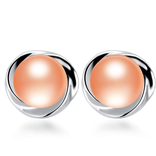 Ohrstecker aus Sterlingsilber for Damen, Top AAAA-Frischperlenohrringe, 100% echter Schmuck, natürliches Geschenk, Pendientes (Color : Pink) von HAODUOO