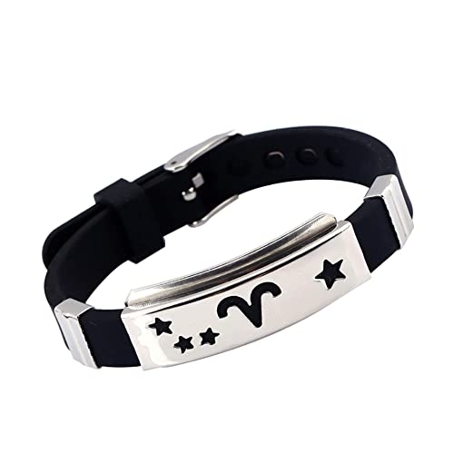 Persönlichkeit beste Freundin Halsketten verstellbare Kette Armband, Herren Horoskop Edelstahl Silikon Armband Armreif Verschluss Manschette Armband Schmuck Geschenk for BFF Freundschaftspaare ( Color von HAODUOO