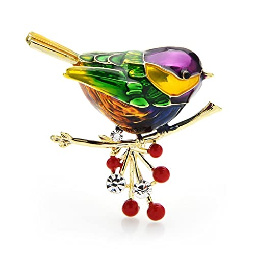 Pin Schmuck Geschenke for Frauen Mehrfarbige Vogel Brosche Pins Hochwertige Emaille Ainmal Broschen Neujahr Designer Schmuck Geschenk Pyrrhula pyrrhula Broschen und Anstecknadeln (Size : Blue) von HAODUOO