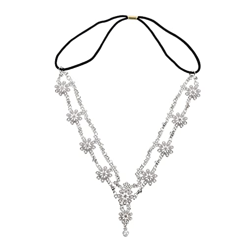 Schmuck Kopfkette Perlen Kopfschmuck Hochzeit Stirnband elastisches Haarband Blume Quaste Kopfschmuck Kopfbedeckung von HAODUOO