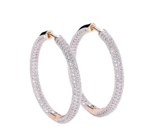 Silber 34mm 18K Gold Kreis Ohrringe for Damen Mode Hochzeitsschmuck Exquisit von HAODUOO