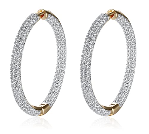 Silber 34mm 18K Gold Kreis Ohrringe for Damen Mode Hochzeitsschmuck Exquisit von HAODUOO