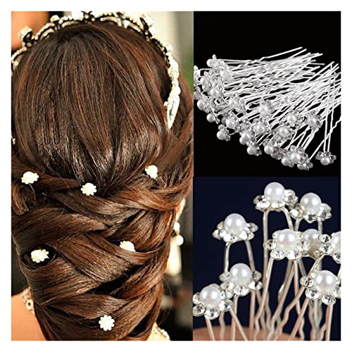 Simulierte Perlen Hochzeit Haarkamm Haarnadeln Aufkleber Set Braut Haarschmuck Frauen Haarschmuck Flechter Twist Clip Sticks(Q16 20PCS) von HAODUOO
