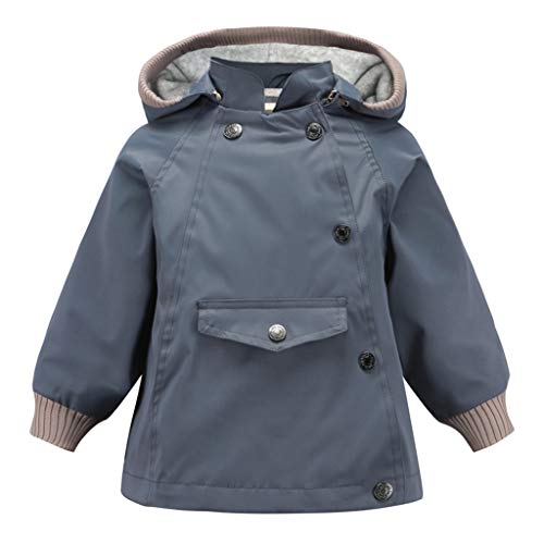 HAOKTY Kinder Jungen Kapuzenjacke Regenjacke Mädchen Wasserdicht Windjacke Warme Outdoorjacke Wanderjacke mit Baumwollfutter(Grau,90cm) von HAOKTY