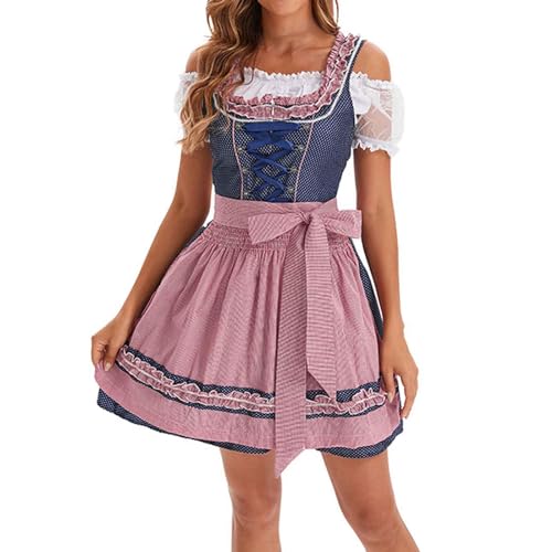 2024 Dirndl Damen Elegant, Billig Oktoberfest Kostüme Dienstmädchen Kostüme Cosplay Party Kleid Kurzarm Rundhals Kleid, Günstig Trachtenrock Schick, Trachtenkleid Weich Bequem Trachtenbody Hochwertige von HAOLEI