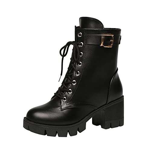 Ankle Boots High Heels Stiefel Damen mit Absatz Kurz Stiefel Kette spitzer Boots Elegante Damen Pumps Arbeitsstiefel Herbst Winter Halbstiefel Freizeit Knöchelstiefel Damenstiefel Freizeitschuhe von HAOLEI