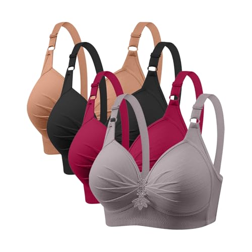 BH Damen Leicht Atmungsaktive Dessous Push Up 4Pc Nicht Stahl Ring Geraffte Atmungsaktive Unterwäsche Täglich BH Büstenhalter Anti Aging Unterwäsche Bustier Elegant Bralette Comfit Soft von HAOLEI