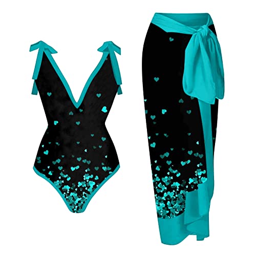 Badeanzug Damen Bauchweg Sonderangebot Badeanzug Mit Cups Badeanzug Anti-Uv Badeanzug Freizeit Mode Einteiliger Badeanzug, Bikini, Schnür-Badeanzug, Langer Rock, Chiffon, Zweiteiliges Set von HAOLEI