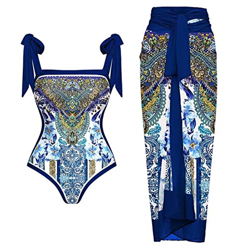 Badeanzug Damen Bauchweg Sonderangebot Badeanzug Mit Cups Badeanzug Anti-Uv Badeanzug Freizeit Mode Einteiliger Badeanzug, Bikini, Schnür-Badeanzug, Langer Rock, Chiffon, Zweiteiliges Set von HAOLEI