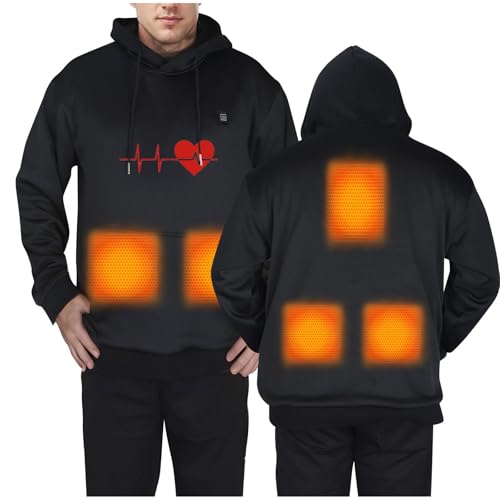 Beheizbare Hoodie Herren Warme, Beheizte Unisex Kapuzenpullover Outdoor, Sale Heizpullover USB Elektrische Winter Smart Heating Mode Kapuzen Sweatshirt Fünf Zonen Heizoberteil Elektro Heizbekleidung von HAOLEI