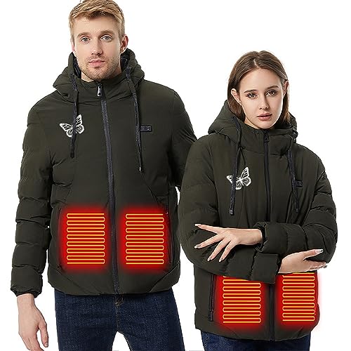 Damen Beheizbare Jacke Warme, Unisex Winter Neun Zonen Dual Control USB Smart Konstanttemperatur Elektrische Heizjacke Baumwolljacke, Winterjacke Leichte Aus Baumwolle Beheizte Jacke Weich Bequem von HAOLEI