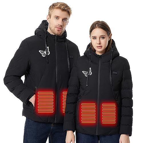 Damen Beheizbare Jacke Warme, Unisex Winter Neun Zonen Dual Control USB Smart Konstanttemperatur Elektrische Heizjacke Baumwolljacke, Winterjacke Leichte Aus Baumwolle Beheizte Jacke Weich Bequem von HAOLEI