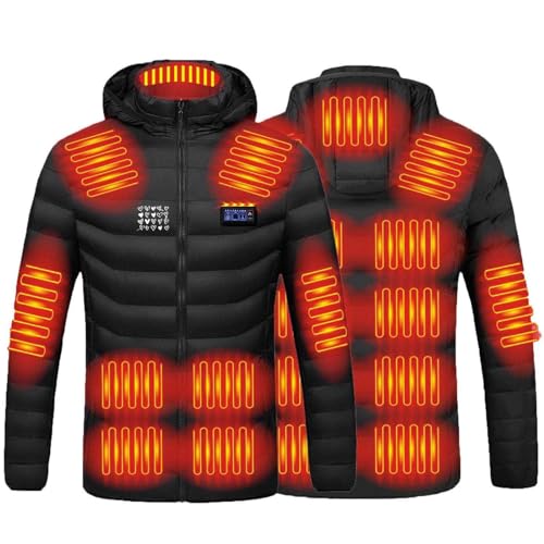 Damen Beheizbare Jacke Warme Dicke, Unisex 19 Zonen Vier Kontroll Reißverschluss, Winterjacke USB Elektrische, Beheizte Warme Jacke Mit Taschen Skijacke Mit Wärmefunktion, Heizjacke Weich Bequem von HAOLEI