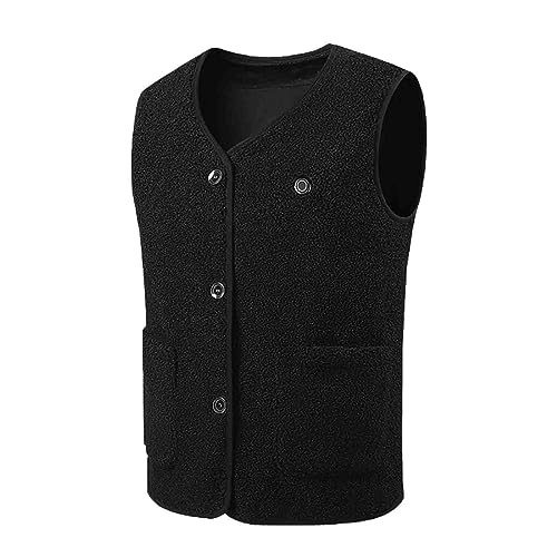 Damen Beheizbare Weste Warme Dicke, Sale Zone 16 Unisex Beheizte Weste, Heizweste USB Elektrische, Polarfleece Ärmelloses Oberteil Mit V Ausschnitt Und Knöpfen Steppweste Intelligente Heated Vest von HAOLEI