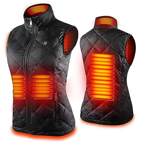 Damen Beheizbare Weste Warme Dicke, Unisex 5 Zonen Smart Heizweste, Heizweste Outdoor Steppweste Leichte Aus Baumwolle, Heated Vest Weich Bequem USB Aufladung Beheizte Warme Weste Stehkragenweste von HAOLEI