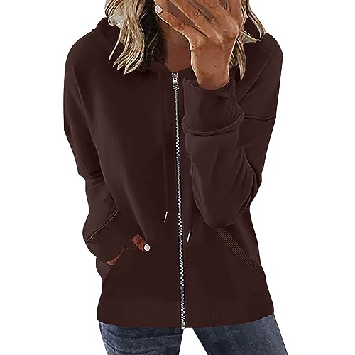 Damen Kapuzenjacke Oberteile Hoodie Sweatjacke Herbst Befristetes Angebot Strickjacke Warm Langarmes, Sportjacke Hatloser Casual Sweatshirt Cardigan von HAOLEI