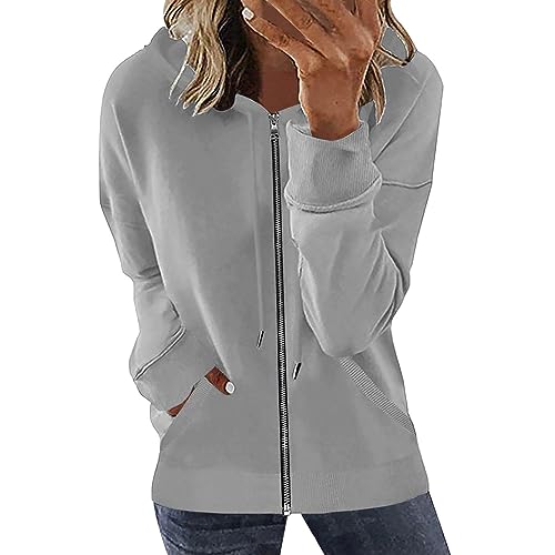 Damen Kapuzenjacke Oberteile Hoodie Sweatjacke Herbst Befristetes Angebot Strickjacke Warm Langarmes, Sportjacke Hatloser Casual Sweatshirt Cardigan von HAOLEI
