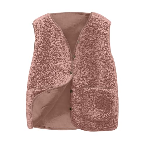 Damen Teddy Fleece Weste, Sale Fleeceweste Herbst Winter Warm Ärmellos Fellweste Pelzjacke Leicht Casual Einfarbig Plüschweste Herbstmantel V-Ausschnitt Lammwolle Samt Weste Lose Kurze Jacke Damen Teddy Fleece Weste, Sale Fleeceweste Herbst Winter Warm Ärmellos Fellweste Pelzjacke Leicht Casual Einfarbig Plüschweste Herbstmantel V-Ausschnitt Lammwolle Samt Weste Lose Kurze Jacke von HAOLEI