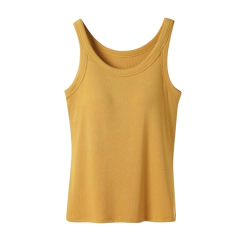 Damen Unterhemden Sommerliches Einteiliges Brustumwickeltes Rundhals Camisole Mit Brustpolster Tanktop Angenehm Atmungsaktiv Trägershirt Weich Bequem Träger Top Elegant Schick von HAOLEI