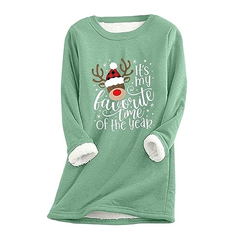 Damen Weihnachtspullover Lustige Grafik, Sale Sweatshirt Ugly Christmas, Oberteil Mit Weihnachtlichem Aus Verdickter Lammwolle Aus Samt Warm Winterpullover Mit Langen Ärmeln Und Rundhalsausschnitt von HAOLEI