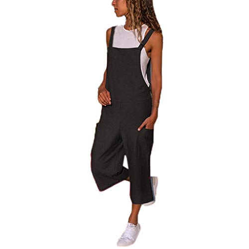 HAOLEI Damen Overall Aus Baumwolle Und Leinen, Günstig Latzhose Lässig Modisch, Jumpsuit Sommer Elegant Schick, Ärmelloser Cargo-Overall, Sommerhose Leicht Und Luftig, Romper Locker Atmungsaktiv von HAOLEI