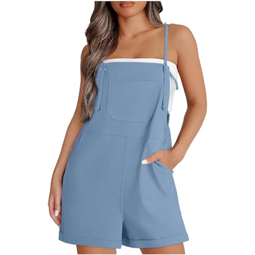HAOLEI 2024 Damen Sommer Overall, Jumpsuit Sommerhose Elegant Schick Ärmellos, Sale Clearance Kurz Latzhose Leicht Und Luftig, Günstig Einfarbig Overall Lässig Modisch Romper Weich Bequem von HAOLEI