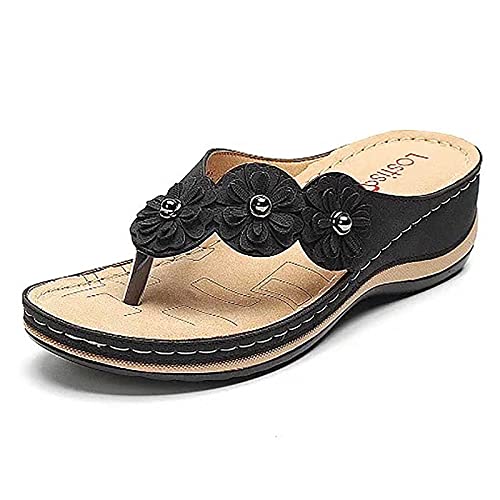 HAOLEI Damen Sandale,Sommer Zehentrenner Hausschuhe Damen Flip Flops Schickes Einfach PU Leder Rutschfest Sandalen Sommerschuhe Badeschuhe Hausschuhe Weich Strand Schwimmbad Drinnen/Draußen von HAOLEI