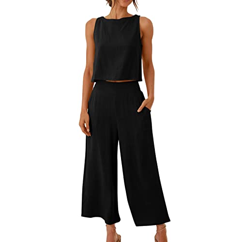 Damen Zweiteiler Sommer Baumwolle Und Leinen, Musselin Set Elegant Schicke, Ärmelloses Weste Bauchnabel Top Kurze Hose Mit Weitem Bein Und Taschenset, Günstig Sommer Outfits Leicht Und Luftig Damen Zweiteiler Sommer Baumwolle Und Leinen, Musselin Set Elegant Schicke, Ärmelloses Weste Bauchnabel Top Kurze Hose Mit Weitem Bein Und Taschenset, Günstig Sommer Outfits Leicht Und Luftig von HAOLEI