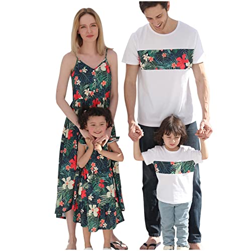 HAOLEI Familie Mama Und Ich Sommer Freizeitkleidung Set Sandstrand Passende Print Ärmellose Mit Maxikleid Ärmelloses Tank Kleid Für Mutter Tochter Eltern-Kind-Outfit von HAOLEI