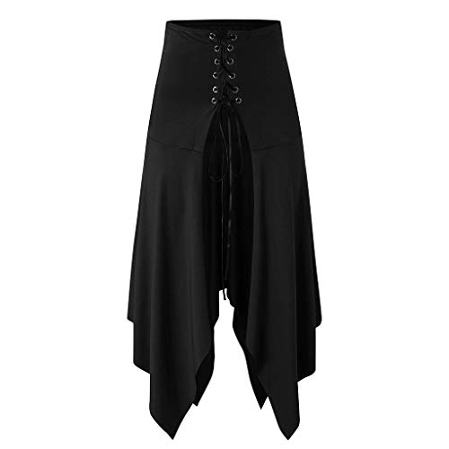 HAOLEI Gothic Rock Damen Punk Midirock Unregelmäßiger Röcke Steampunk A-Linie Lang Rock Festlich Halloween Cosplay Rock High Waist Skirt Halloween Kostüm von HAOLEI