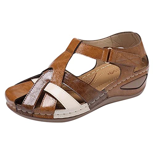 HAOLEI Günstig Sandalen Damen Elegante Schöne Leichte Weiche Sohle Plus Größe Kreuz Schnalle Runde Zehe Steigung Ferse Komfort Sale Angebote Sandaletten Leichte Bequeme Sommer Pantolettens Lässige von HAOLEI