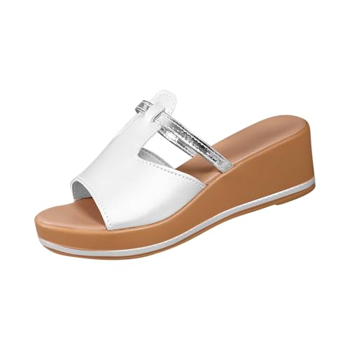 Hausschuhe Damen Elegant Bequeme Günstig Sandalen Für Grip Und Halt Strand Plateau Sandalen Pantoletten Mit Orthopädie Badeschuhe Schlappen Leicht Robuste Badelatschen Wasserfest Rutschfest von HAOLEI