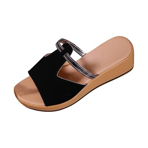 Hausschuhe Damen Elegant Bequeme Günstig Sandalen Für Grip Und Halt Strand Plateau Sandalen Pantoletten Mit Orthopädie Badeschuhe Schlappen Leicht Robuste Badelatschen Wasserfest Rutschfest von HAOLEI