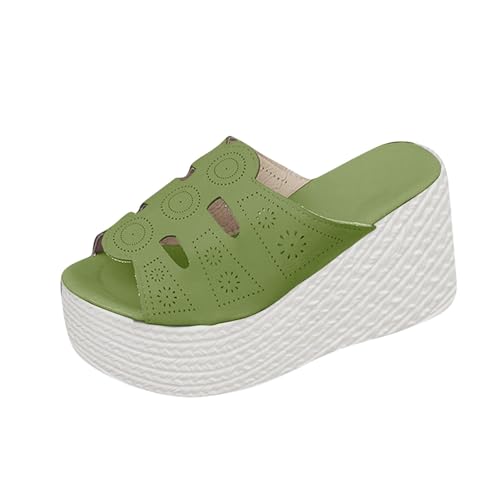 HAOLEI Hausschuhe Damen Elegant Outlet Shop Angebote Sandalen Strandpantoffeln Im Retro Stil Mit Offener Spitze Plateausohle Pantoletten Orthopädie Badeschuhe Schlappen Leicht Robuste Badelatschen von HAOLEI