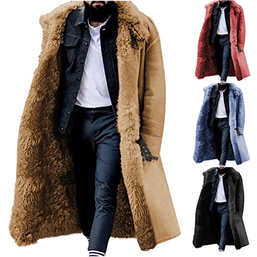 HAOLEI Herren Kapuze Wintermantel Lang Slim Fit Premium Business Mantel Männer Wollmantel Langer Trenchcoat Windbreaker Warm von HAOLEI
