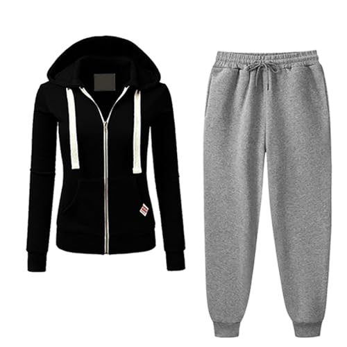 HAOLEI Jogginganzug Damen Elegant, Günstig Zweiteiler Tracksuit Weich Und Bequem, Trainingsanzug Stilvoll, Langärmliger Lässiger Sportanzug Mit Kapuze Und Täglicher Sweatshirt Anzug, Sport Set Leicht von HAOLEI