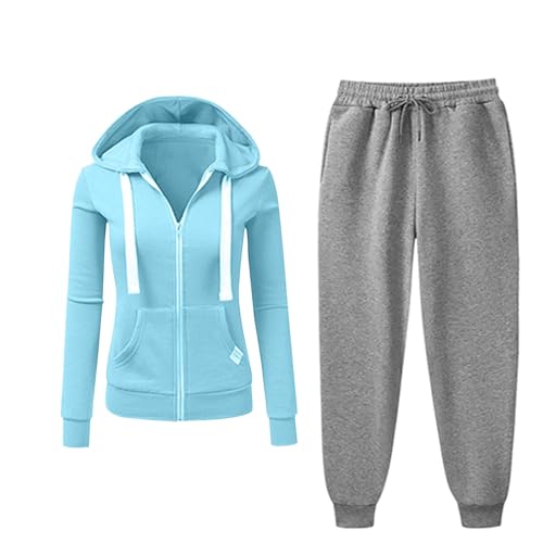 HAOLEI Jogginganzug Damen Elegant, Günstig Zweiteiler Tracksuit Weich Und Bequem, Trainingsanzug Stilvoll, Langärmliger Lässiger Sportanzug Mit Kapuze Und Täglicher Sweatshirt Anzug Sport Set Leicht von HAOLEI