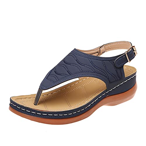 HAOLEI Keilsandalen Damen Sommer Original, Lässige Große Schuhe Einfarbige Keilabsatz Zapfen Trekkingsandalen Lässige Modische, Riemchensandalen Leichte Und Bequeme, Keilsandaletten Elegante Schicke von HAOLEI